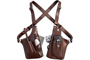 Anti-Theft Shoulder Holster Bag for Men, Double Shoulder Armpit Chest Bag, Premium Leather, Adjustable Straps, Phone Wallet P