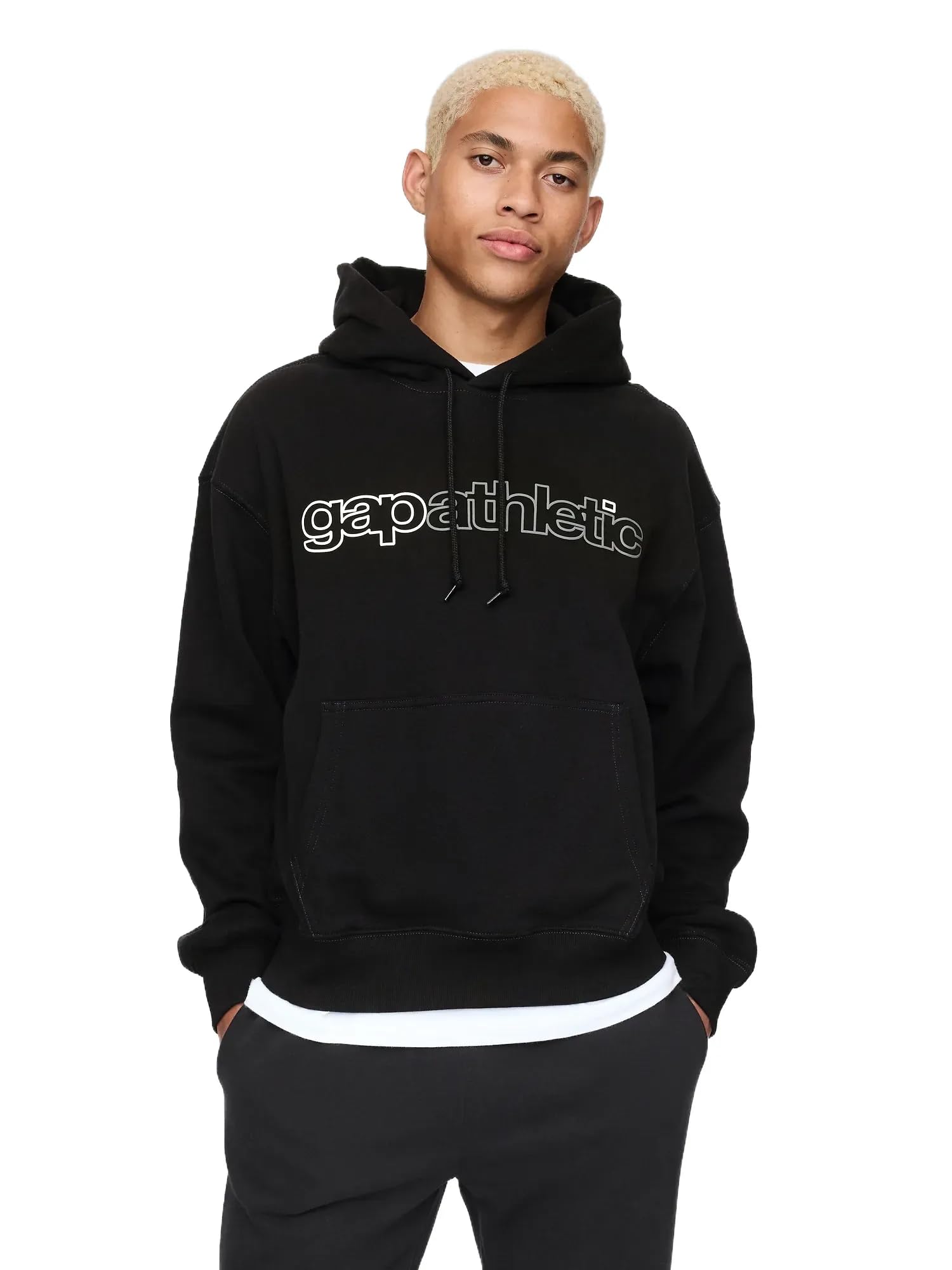 GAP mens Logo Fleece Hoodie True Black V2 L