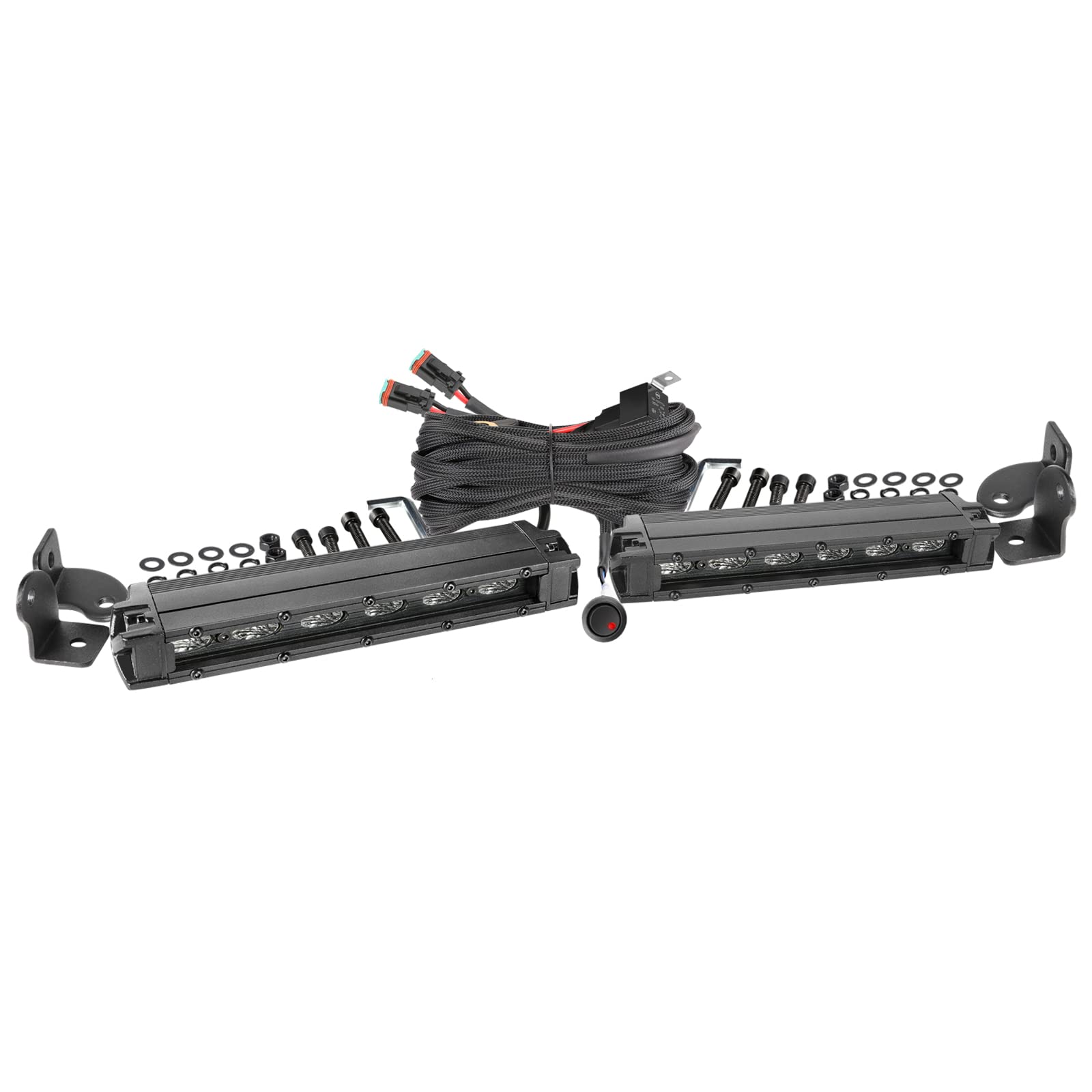Photo 1 of 6 Inch Single Row LED Light Bars with Wiring Harness, Nirider Black Series CREE LED Pods 2PCS 60W Super Slim Flood LED Fog Light Rear Backup Lights Bumper Light Pods for Truck Off Road UTV ATV