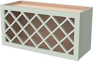 CozyHommie Solid Wood RTA Wine Bottle Rack Wall Cabinet with Lattice Panels Wine Holder Wine Storage Cabinet for Bar, Pantry, Wine Cellar Basement Countertop Mocha (Jade Green, 36”W × 12”D × 15”H)