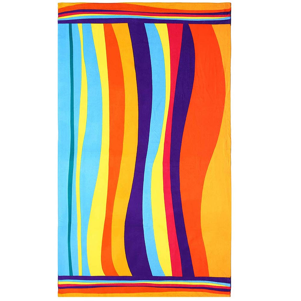 WarmHeartting Beach Towels Extra Large 100x180cm Microfibre for Men and Women Great for Swim Spa Travel Yoga Sports Camping Sunbed Cover Bath or Shower at Home Stripe Print