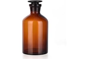 Kestun 500ml Borosilicate Glass Reagent Bottle, Narrow Mouth Borosilicate Glass Reagent Bottle with Standard Ground Glass Stopper for Labs(16oz,Amber)