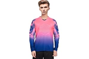 DRHOM Youth Boys Padded Protection Football Goalkeeper Jersey Long Sleeve Goalie Shirt Training Soccer Uniform