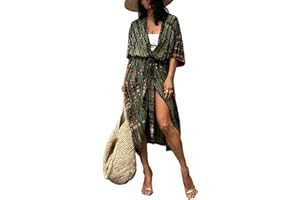 Eddoyee Printed Kaftans for Women Bikini Bathing Suits Cover Up Beach Maxi Dresses
