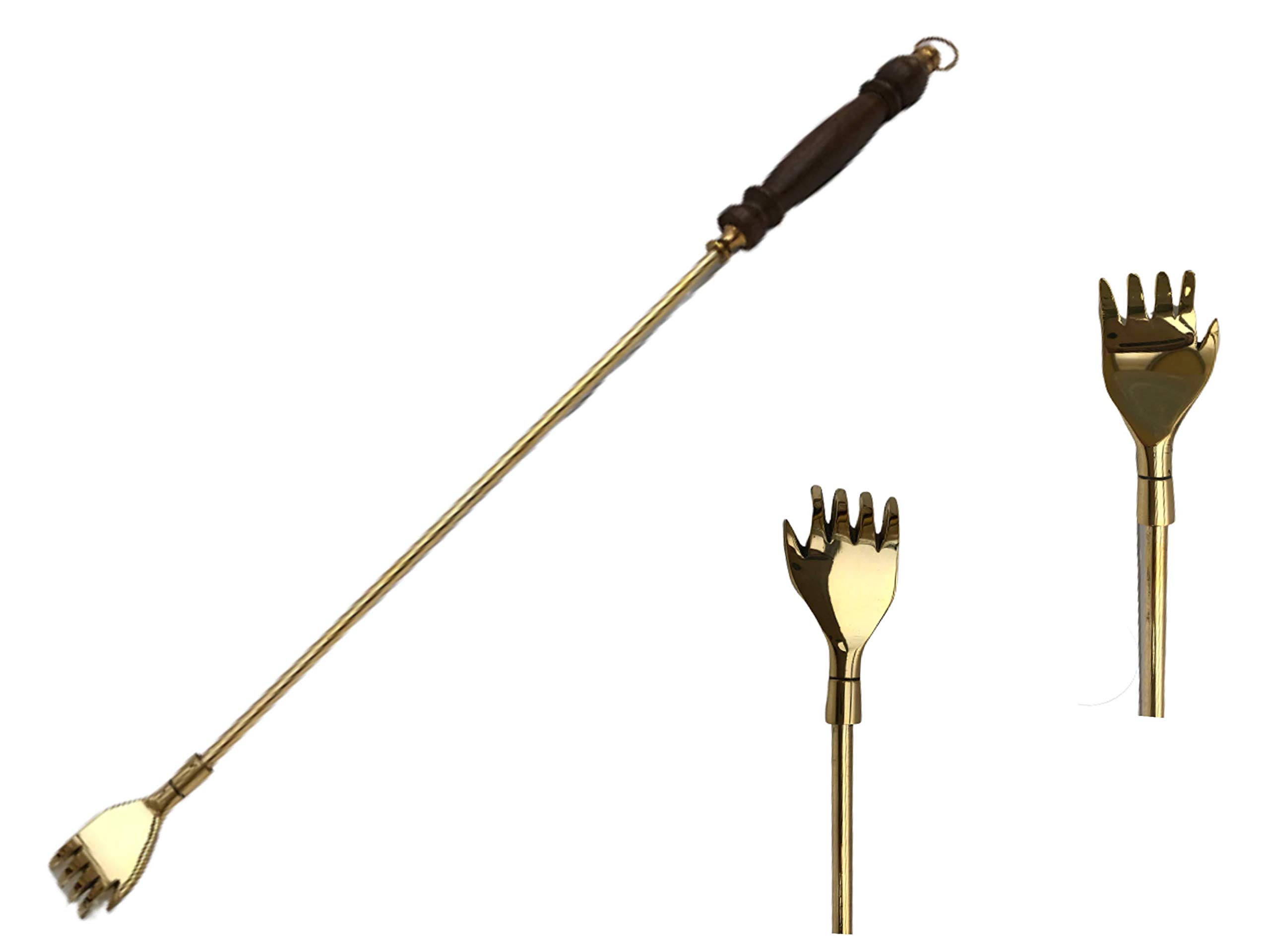 High quality Antique style Brass Back Scratcher with wooden handle