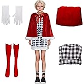 Buyoem Cindy Lou Who Costume Adult Women Cindy Lou Who Dress with Wig Hooded Robe Christmas Cosplay Outfits