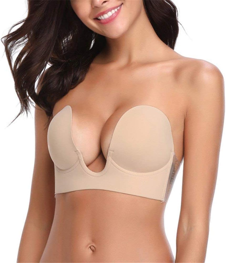 MITALOO Push Up Strapless Sticky Adhesive Invisible Backless Bras Plunge Reusable Magic Bra for Women