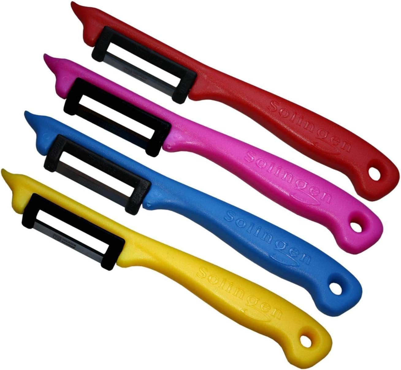 Schwertkrone Obstschäler Pendelschäler Gemüseschäler Sparschäler/Solingen Germany Rechts- und Linkshänder bunt gemischt Set - 4 Stück - Zufällige Farbe