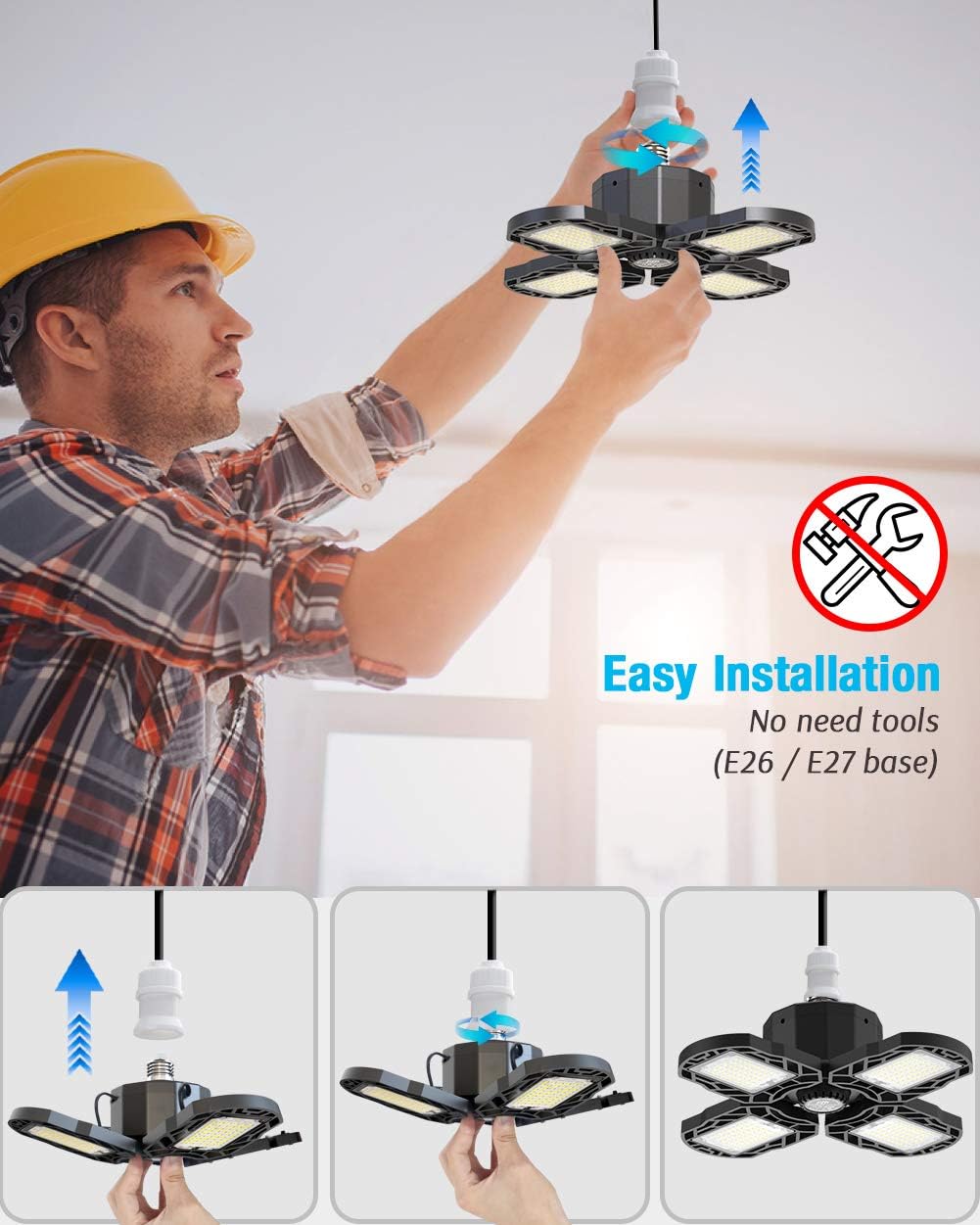 LED Garage Light with Remote Control 12000LM Garage Ceiling Lights for