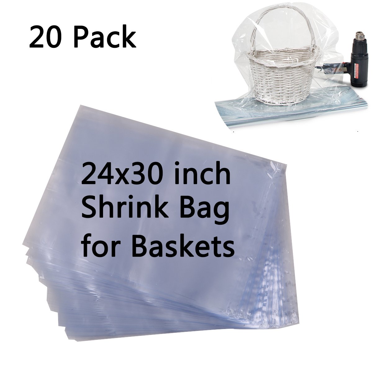 LazyMe Basket Cellophane Shrink Bags 24x30 inchShrink Wrap Bags... Free