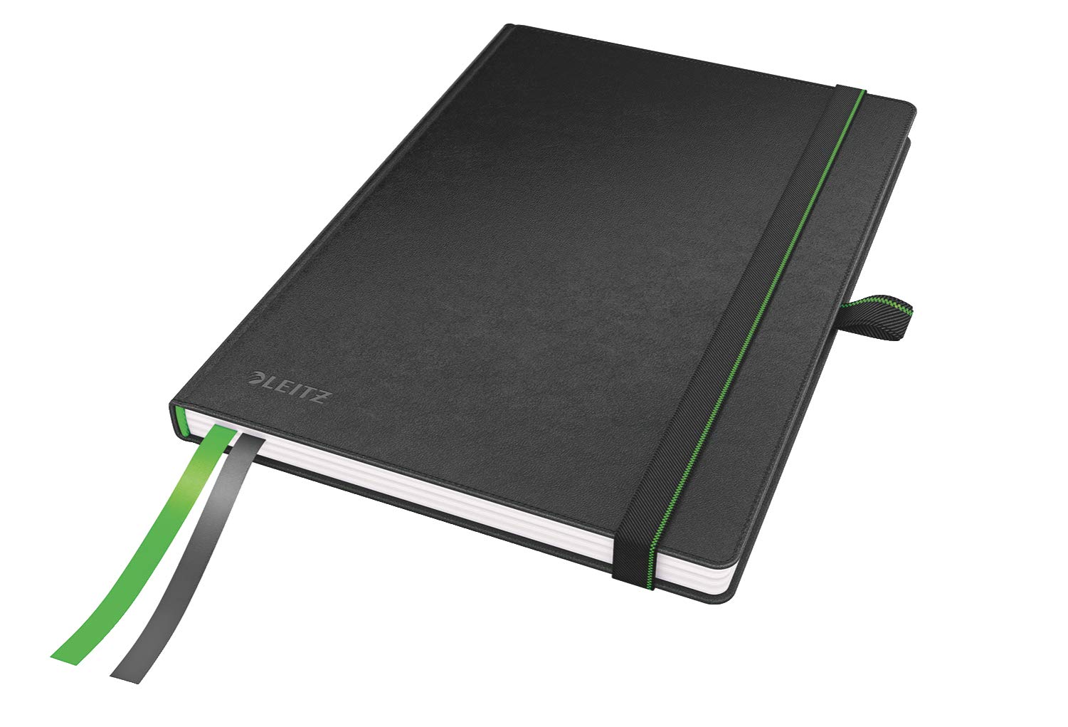 Leitz Complete Quality Notebook A5 Squared, 160 Pages, 80 Sheets, Hardcover, 100 g/m² Paper FSC Certified, Fastener, Bookmark, Pen Loop, Black, 44770095