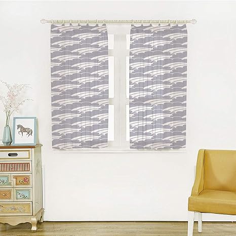 Amazon Uvカット レースカーテン Uvカット 遮熱 洗える 省エネ ホワイト 幅100cm 丈108cm 2枚組 幾何学模様 ソフトな色の日本の空模様 朝日が昇る土地のストライプ ブルーグレー ホワイト カーテン ブラインド オンライン通販