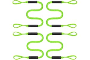 JRANTER Bungee Dock Lines - Boat Accessories - 4 Feet Shock Cords Docking Rope Mooring Rope for PWC,Jet ski,Pontoon,Kayak,Canoe,Power Boat,Watercraft (Green and Yellow)