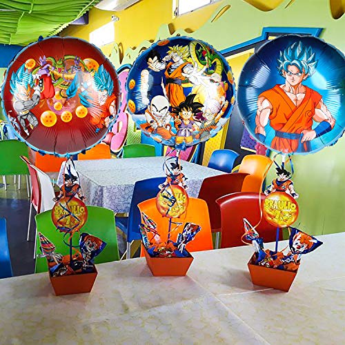 PANTIDE 10Pcs Dragon Ball Z Balloons, Double Sided DBZ Super Saiyan Goku Gohan Character Party Decorations, Birthday Celebration Foil Balloon Set, Dragon Ball Z Birthday Party Supplies Party Favors - Thumbnail 5