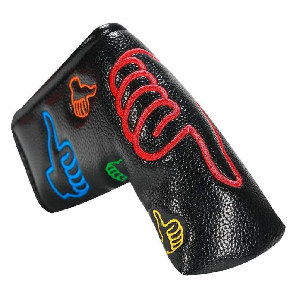 FLTRADE Thumb Design PU Golf Putter Head Covers Headcover with Velcro Fastening For Scotty Cameron Taylormade and other All Brands Blade Headcovers,Black