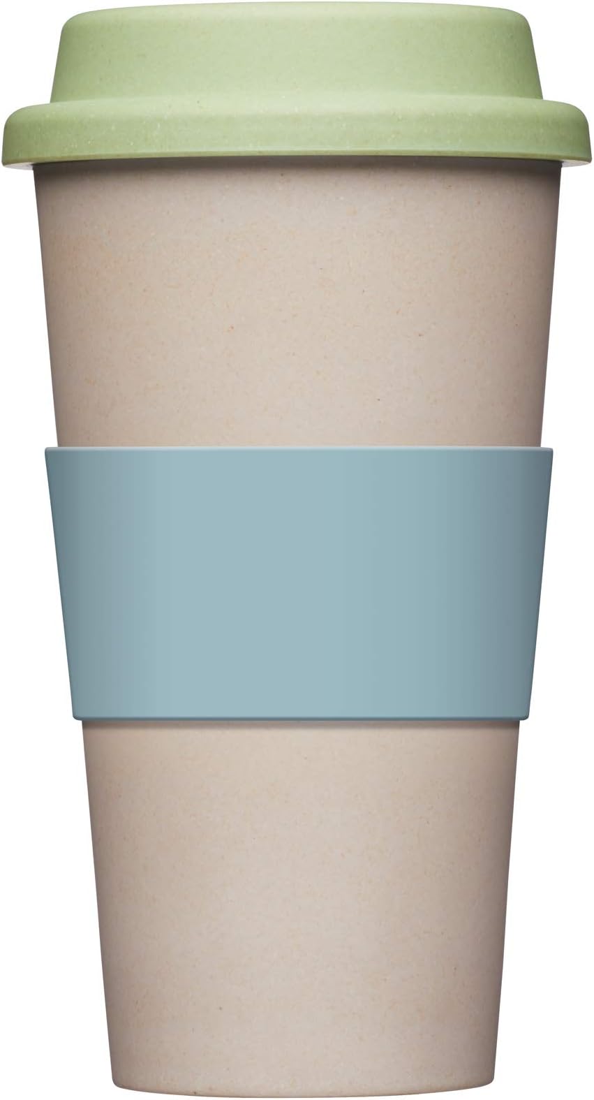 KitchenCraft Natural Elements Travel Mug - Reusable Eco Coffee Cup with Lid, Bamboo, Grey, 375 ml