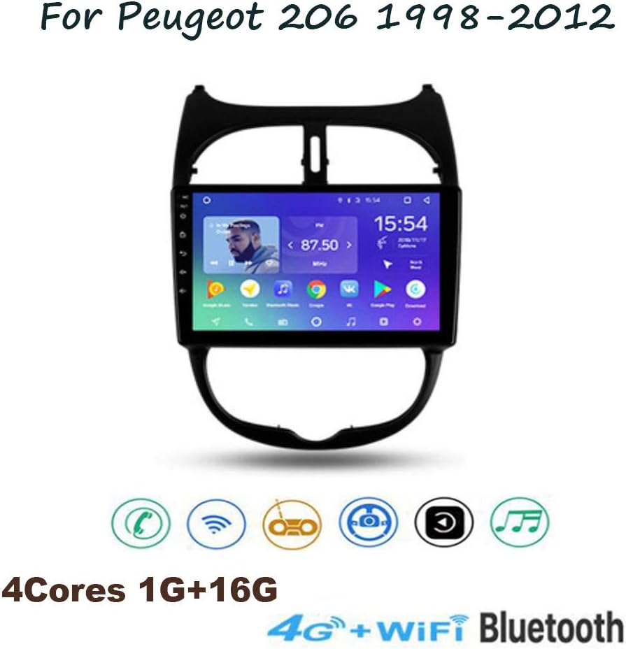 TypeBuilt Android 8.1 Car Stereo 9 Inch HD Touch Screen for Peugeot 206 1998-2012 Bluetooth Head Unit In-Dash Car Radio Video Multimedia Player Supports Wifi GPS Full RCA Output OBD DAB