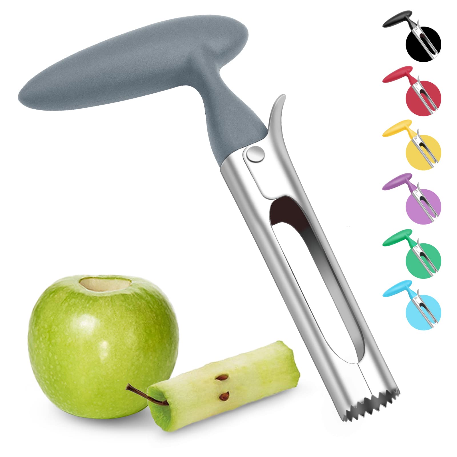 Asdirne Apple Corer, Apple Corer Remover with ABS Handle,Serrated Stainless Steel Blade Plastic Handle, Grey