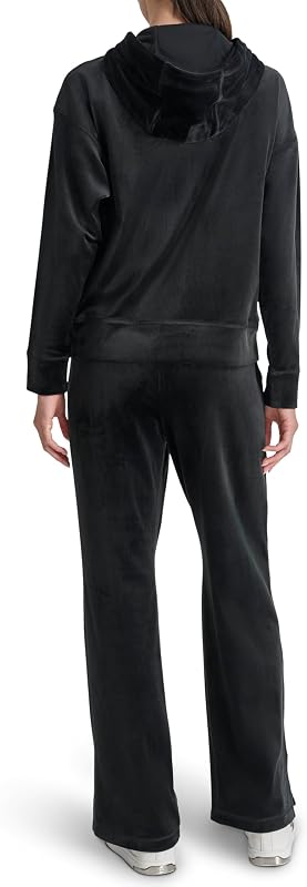 Casaco com capuz com fecho completo com logótipo Rhinestone, preto, M para mulheres