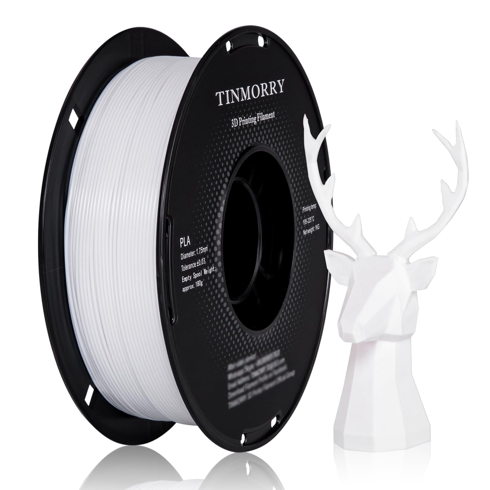 TINMORRY PLA Filament 1.75mm 1kg, Rapid PLA 3D Printer Filament, Compatible with Most FDM 3D Printers, 1 KG 1 Spool, Cold White