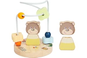 WOODENFUN Bead Maze for Toddlers,Wooden Educational Abacus Beads Circle Toddler Toys - Colorful Roller Coaster Activity Game,Great Gift for Toddlers Girls and Boys