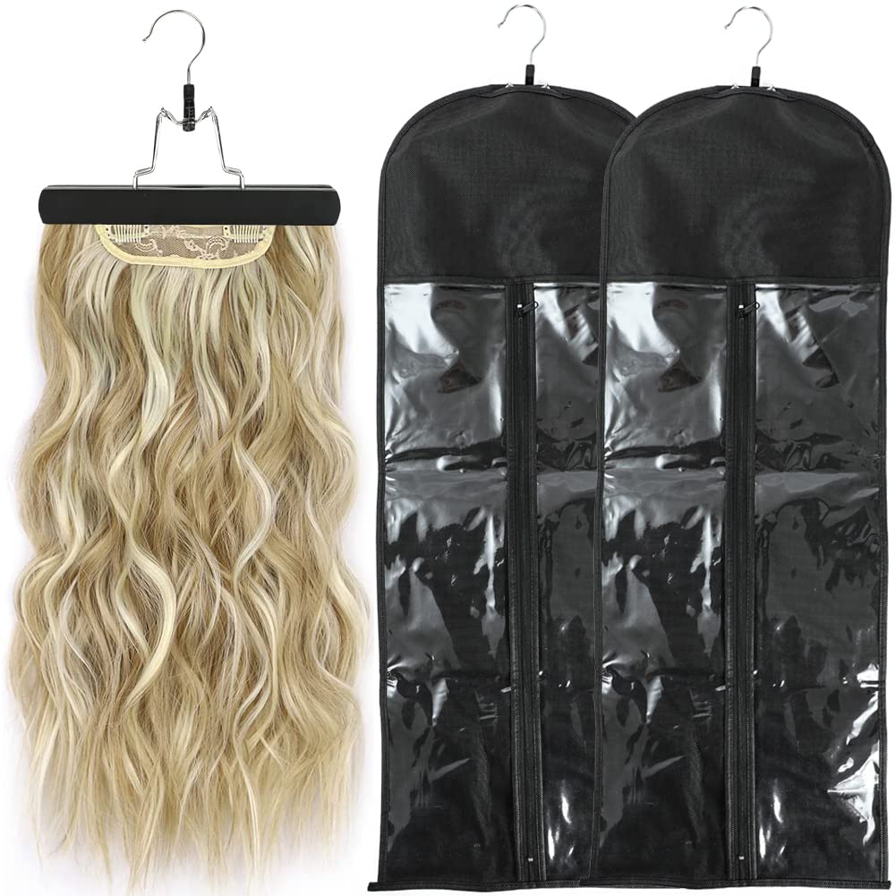 Photo 1 of 2Pcs Hair Extension Holder, Extra Long Wig Storage Bag with Hanger, Hair Extensions Wig Storage for Multiple Wigs, Hairpieces, Portable Travel-Ready Hair Extensions Bag (31.5 Inch, 2Pcs Black)