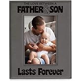 KATE POSH The Love Between a Father & Son is Forever Engraved Leather Picture Frame, Father of The Groom, Best Dad Ever, First Father's Day, Daddy & Me Gifts (4" x 6" Vertical)