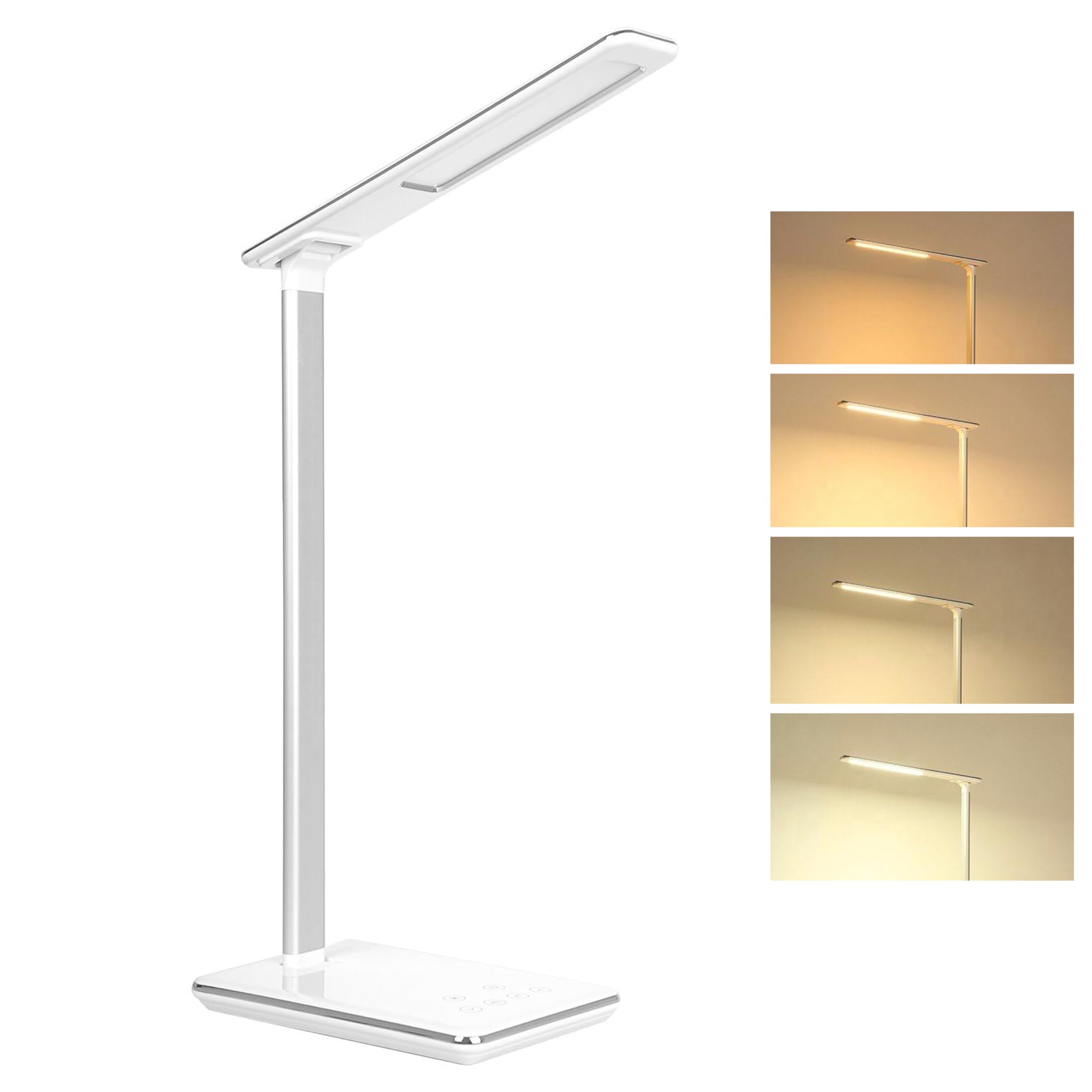 ARSUK Desk Lamp - LED Reading Light with Touch Control, Adjustable Brightness & 4 Color Modes, Foldable Dimmable Study Lamp for Office, Bedroom & Home Desk - Eye-Caring Portable Daylight Lamp (White)