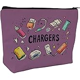 Plugs Cables & Chargers - Makeup Bag for Women Travel - Zipper Cosmetic Storage Bag with Vibrant Designs, Soft Fabric & Multi-Use Functionality (Gift for Birthdays, Graduation, Christmas) (Style G)