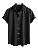 VATPAVE Mens Hawaiian Floral Shirts Cotton Linen