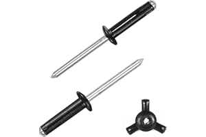 ALLCLEAN 3/16" x 3/4" Tri-Fold Rivets Assortment - 150Pcs,Black Tri-fold Exploding Pop Rivets Solid Aluminum Tri Grip Rivets Bulb Style Rivets for Kayak Marine Boat