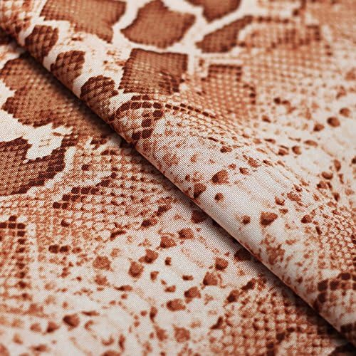 Snake Skin 4-Way Stretch Print Fabric | For Swimwear, Athletic wear, Activewear, Yoga pants, Leggings | 84% Poly, 16% Spandex (1 Yard, Tan)