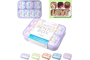 KINSHO Unicorn Bento Box Lunch Box for Girls, Kids | Snack Containers with 4 Compartment Dividers, Boxes for Toddlers Pre-School Daycare Lunches BPA Free, Food & Microwave Safe | Purple Rainbow Unicornio
