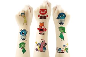 JMYUJX 40Sheets Inside Out Temporary Tattoos for Kids, Birthday Party Favors, Cartoon Inside Out Decoration Sticker Gifts for Girl Boys Home Activity Class Prizes Carnival Christmas Rewards