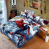 USpiece 3D Spider-Man Cotton Quilt / Duvet Cover Set Kid's Bedroom 4 pcs Bedding Set 100% Cotton Queen