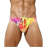 Arjen Kroos Men's Sexy Swim Briefs Printed Swimsuit Beach Swimwear Bikini Sport with Drawstring