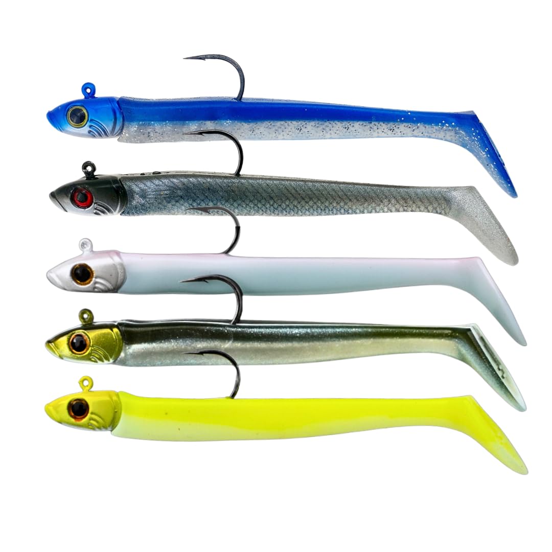 Lazy Lures Bomb Squad Bass Pack (20g/12cm) – 5 Saltwater Fishing Lures Per Pack for Bass, Pollock, Cod & Other Predator, Salt and Freshwater Fishing, Realistic Soft Plastic Lures