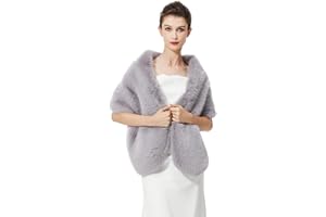 BEAUTELICATE Women's Faux Fur Shawl Stoles Wrap Faux Fur Scarf for Bridal Wedding Party