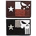 Bundle 2 Pieces - Tactical Texas Lonely Star Flag with Punisher Skull Patch with Backing Decorative Embroidered Appliques (Black Brown)