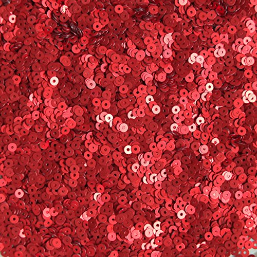3mm Round Flat Sequins Red Matte Silk Frost. Made in USA