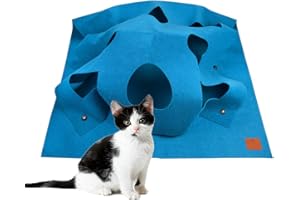 AMYESE Cat Play Mat Blue - Interactive Cat Play Rug, Bed Mat Winter Blanket for Kitten, Ferret, Small Animals