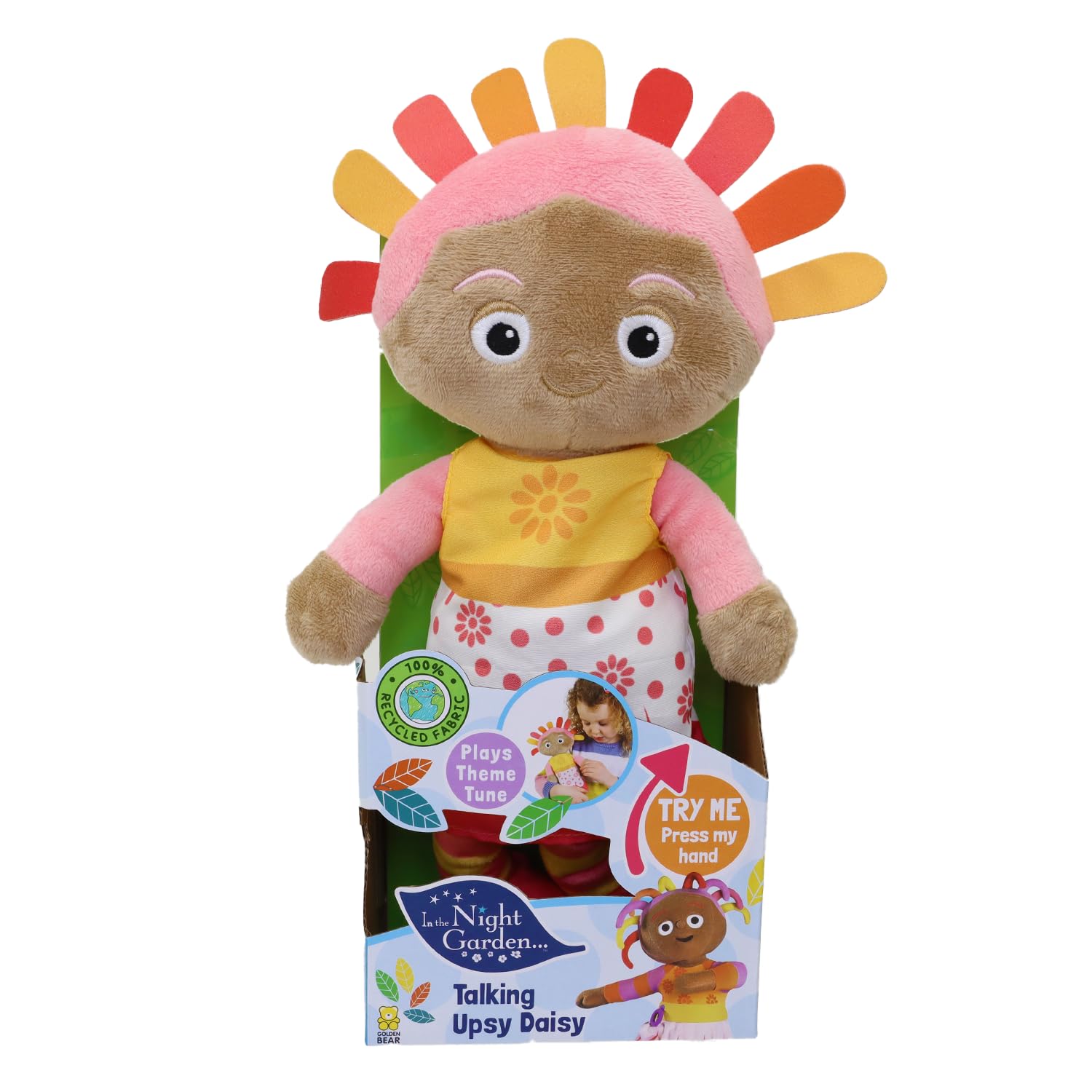 In the Night Garden Upsy Daisy Talking Teddy Bear, Cbeebies Cute & sensory toys. Comforting sounds. Kids Toys & Baby toys 0-6 months, Pink — image 1