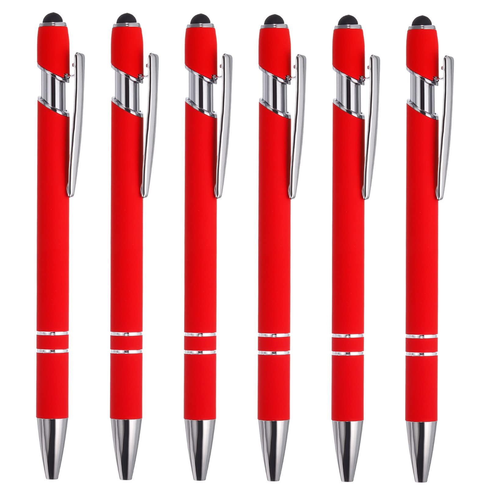 PATIKIL Ballpoint Pen with Stylus Tip, 6 Pack 2 in 1 Metal Pen Black Ink 1.0mm Medium Point Stylus Pen for Touch Screens Style 1, Red — image 1