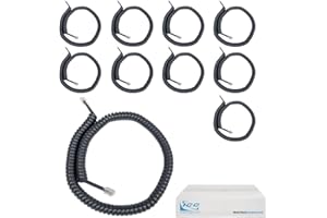 ICC Telephone Handset Cord/Phone Cord, 12 Ft – RJ9 (RJ22) Connectors, Metal Gray, 10-Pack – Curly Coiled Tangle-Free Design f
