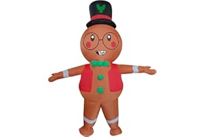 NiSotieb Inflatable Christmas Gingerbread Man Costume Christmas Party Blow Up Costume Outfit for Adult/Chrismtas/