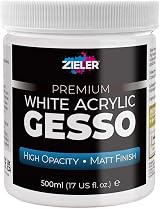 Zieler Premium White Acrylic Gesso Primer 500ml High Opacity Matt Finish view 1