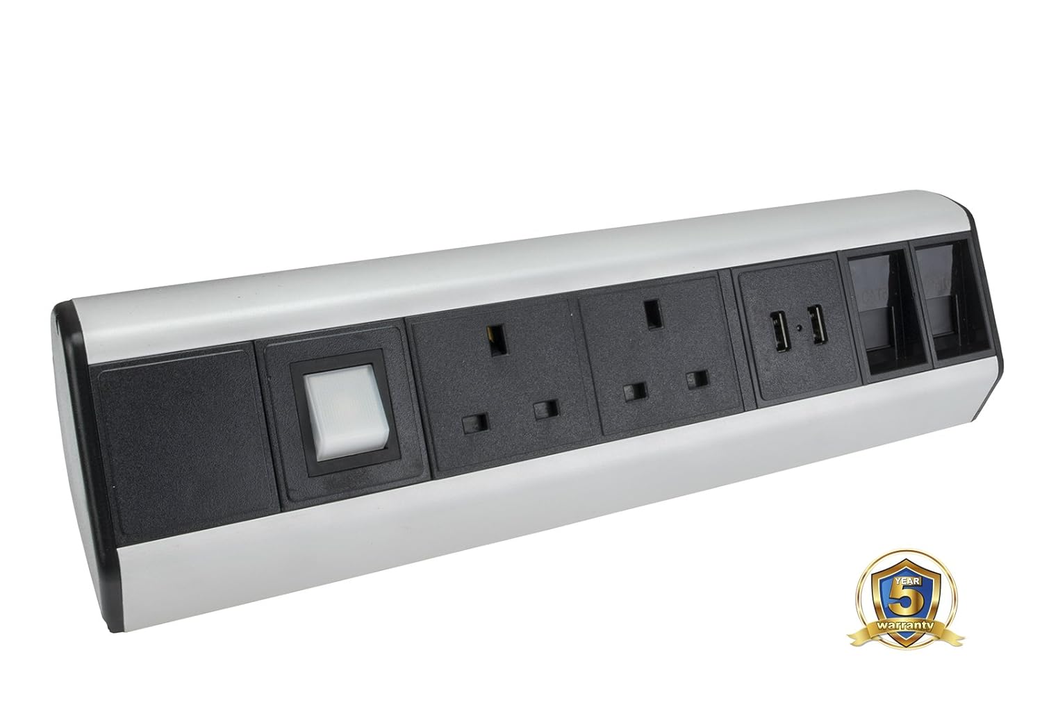 Desktop Mounted Power Extension w/2 x UK Sockets, 2x USB, 2 x RJ45, 2m cable 4717095825215 eBay