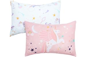 UOMNY Toddler Pillowcases for 13X18 12x16 14x19 Pillow Unicorn Toddler Pillow Case for Girls 2 Pack Kids Pillowcase for Sleepy Pillows Travel Pillowcases Pink/White