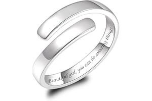 BEILIN 925 Sterling Silver Inspirational Jewelry Rings Adjustable Ring Personality Encouragement Gift for Teens Women