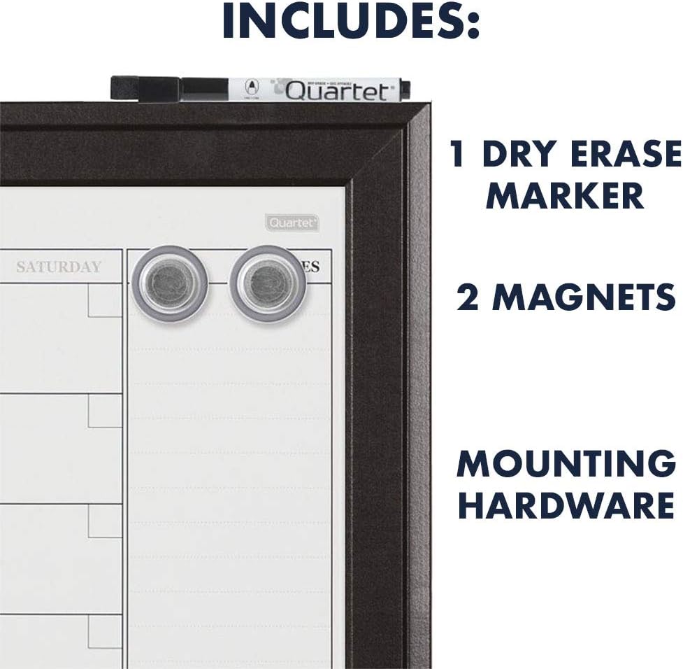 Quartet Combination Magnetic Whiteboard Calendar & Corkboard, 17" x 23" Combo Dry Erase White Board & Cork Bulletin Board, Perfect for Office, Home School Message Board, Black Frame (79275) : Office Products